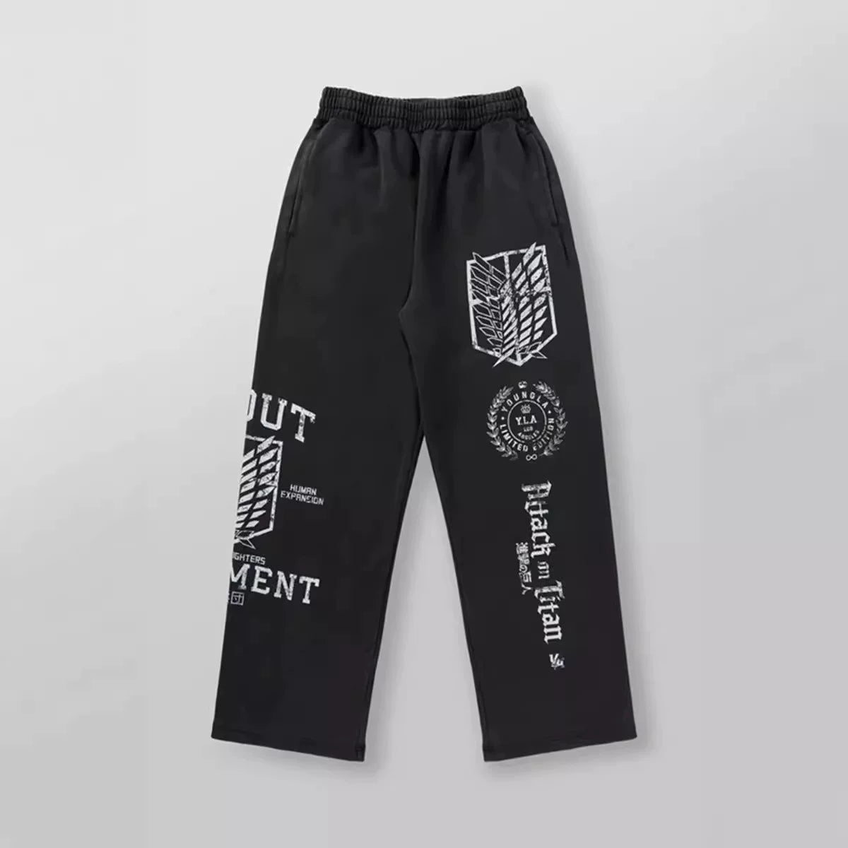 YOUNG LA American muscle fitness pants for men and women, elastic cotton straight tube loose casual printed wide leg pants
