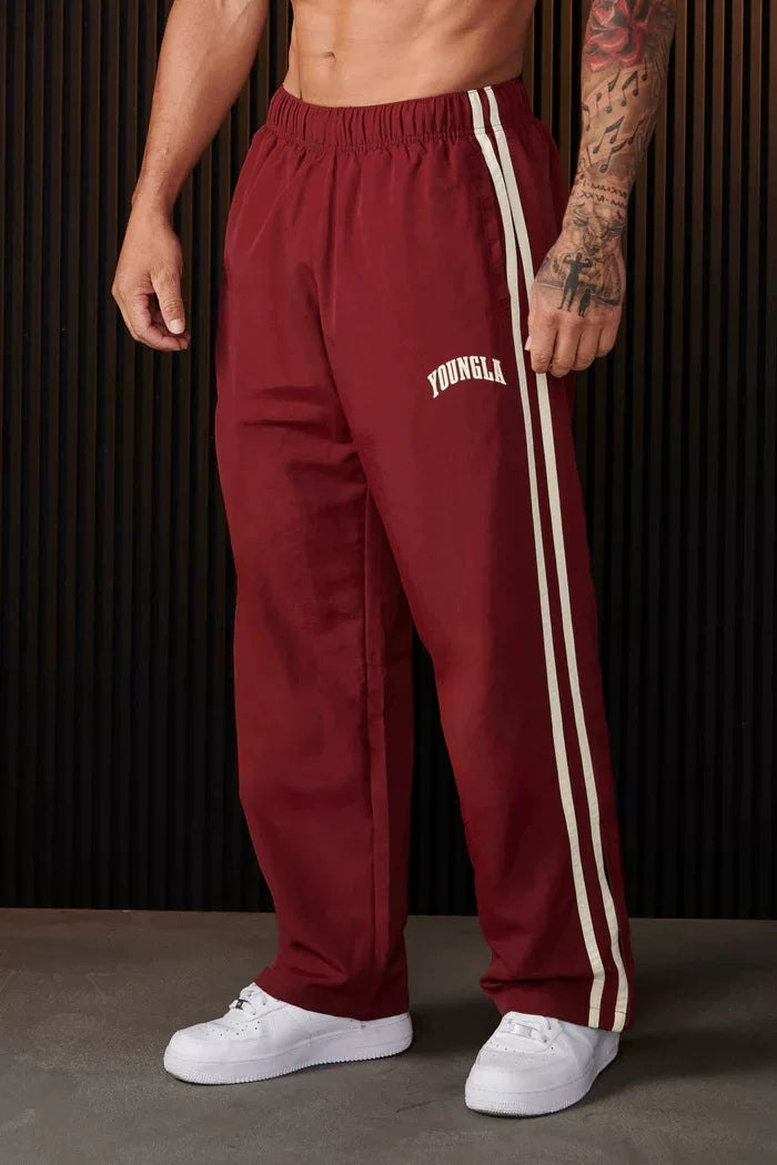 American style trendy sports pants with loose elastic and breathable two bar casual fitness and quick drying European design