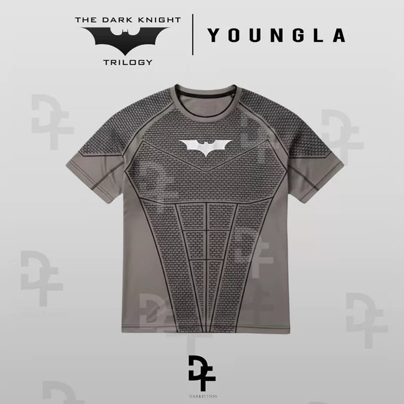 YONGLA sports short sleeved men's T-shirt fitness suit quick drying elastic running exercise American fashion brand muscle rolling iron dog