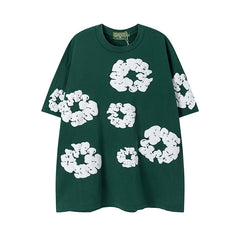 Denim Tears Cotton Wreath Graphic T-Shirt - Dark Green / Oversized Streetwear