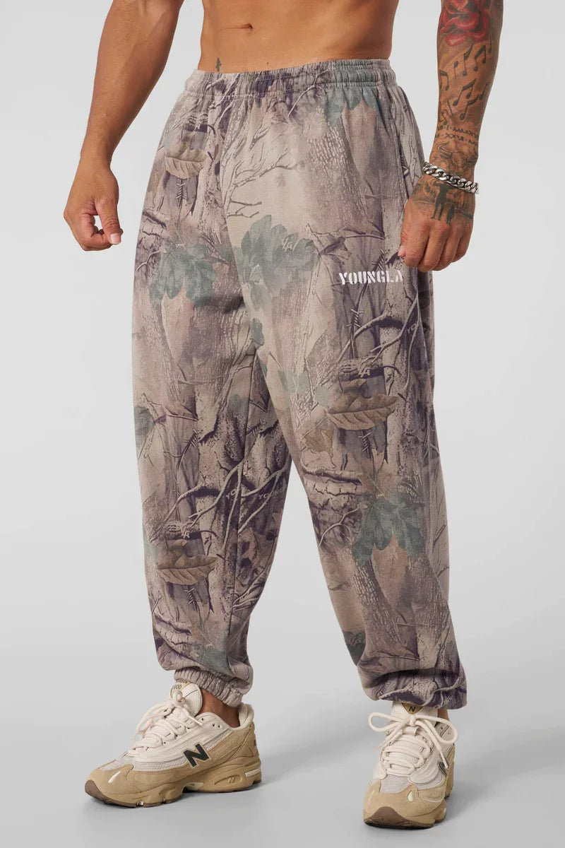YOUNG LA sports pants for men's fitness running training, breathable, elastic, loose, quick drying camouflage, American fashion brand