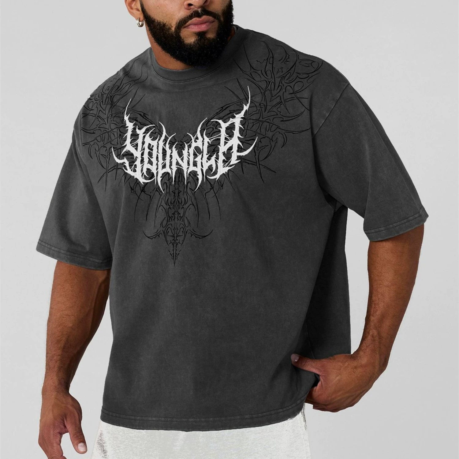 YOUNG LA Sports Short sleeved Men's T-shirt Loose American Trendy Brand Fitness Training Heavy Cotton Casual Half Sleeve