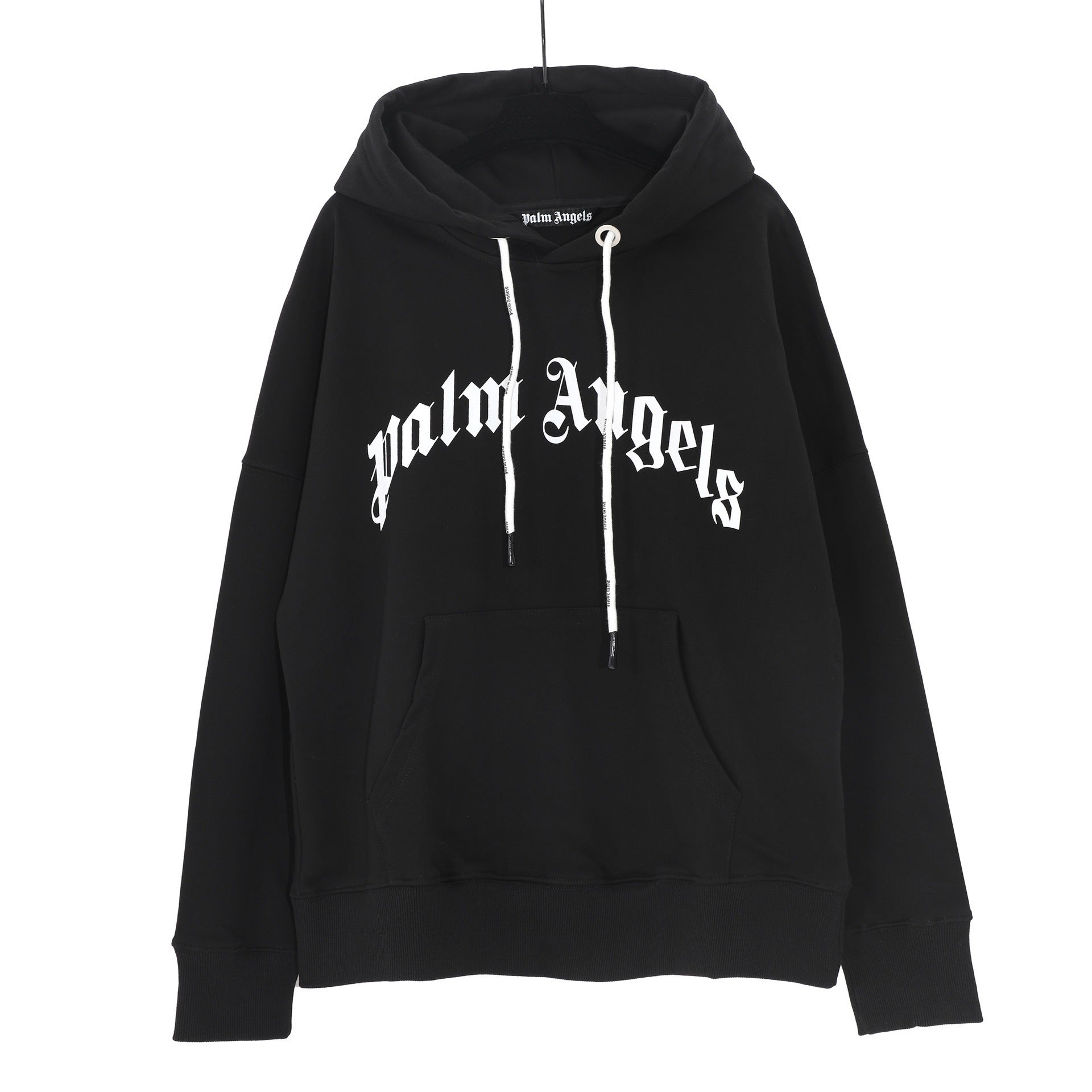 Palm Angels Arched Logo Hoodie - Black/White