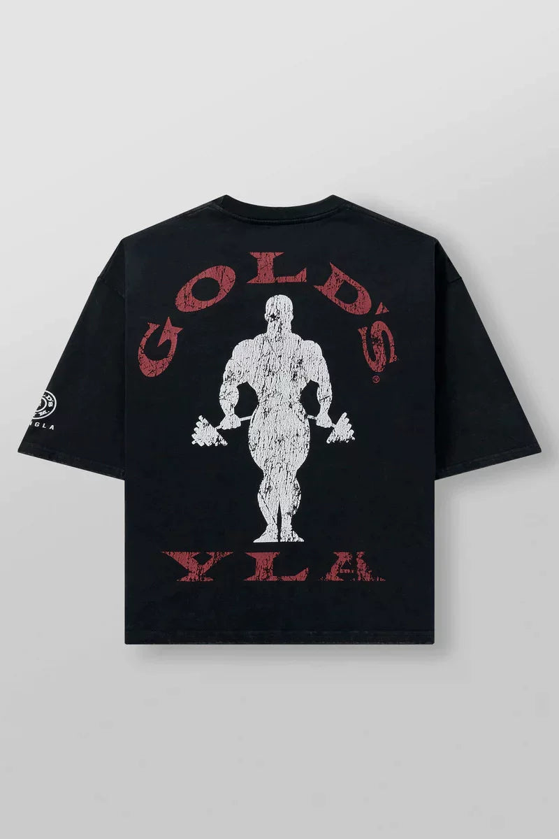 YOUNG LA Sports Short Sleeve Men's T-shirt American Trendy Brand Fitness Training Running Loose Heavy Cotton Half Sleeve Five Sleeve