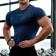 YOONGLA Fitness Shirt, Sports T-shirt, Men's Short Sleeve, American Trendy Brand Muscle Tight Clothes, High Elasticity Training Clothes, Quick Drying