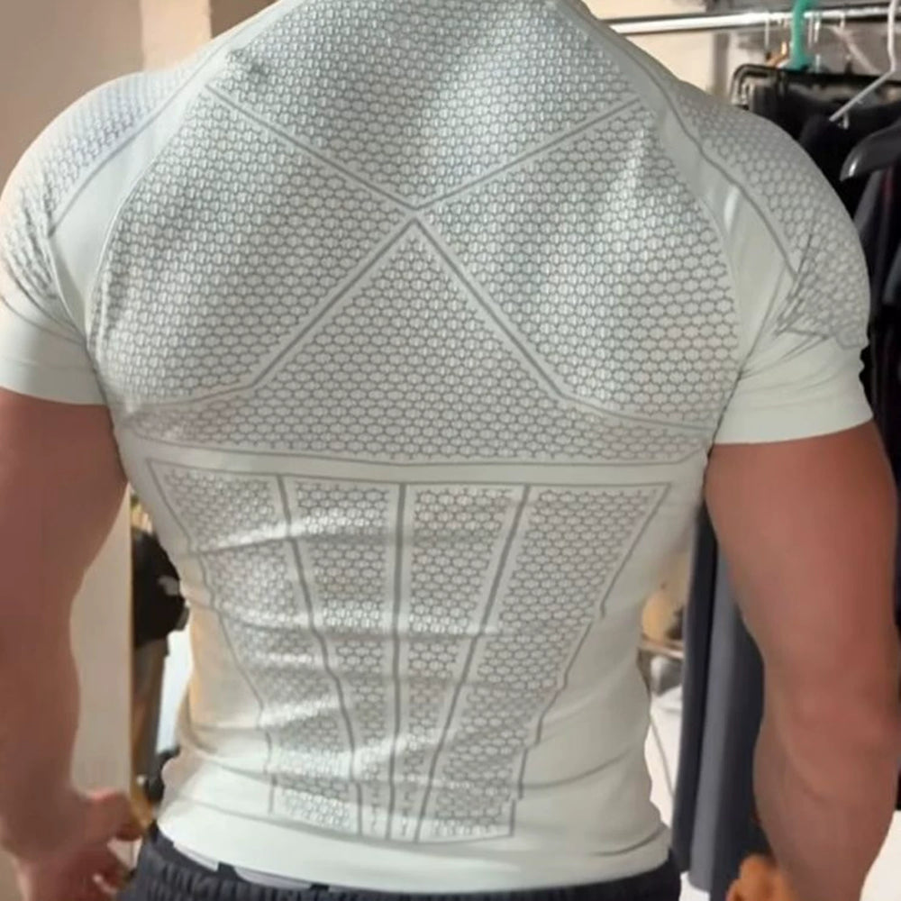 YONGLA sports short sleeved men's T-shirt fitness suit quick drying elastic running exercise American fashion brand muscle rolling iron dog