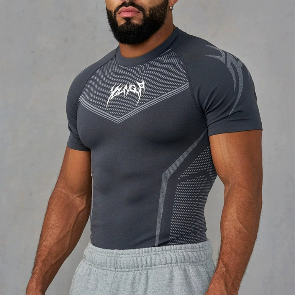 YOUNG LA Sports Short sleeved Men's T-shirt American Trendy Brand Cuffles Round Neck Quick drying Elastic Squat Fitness Muscle