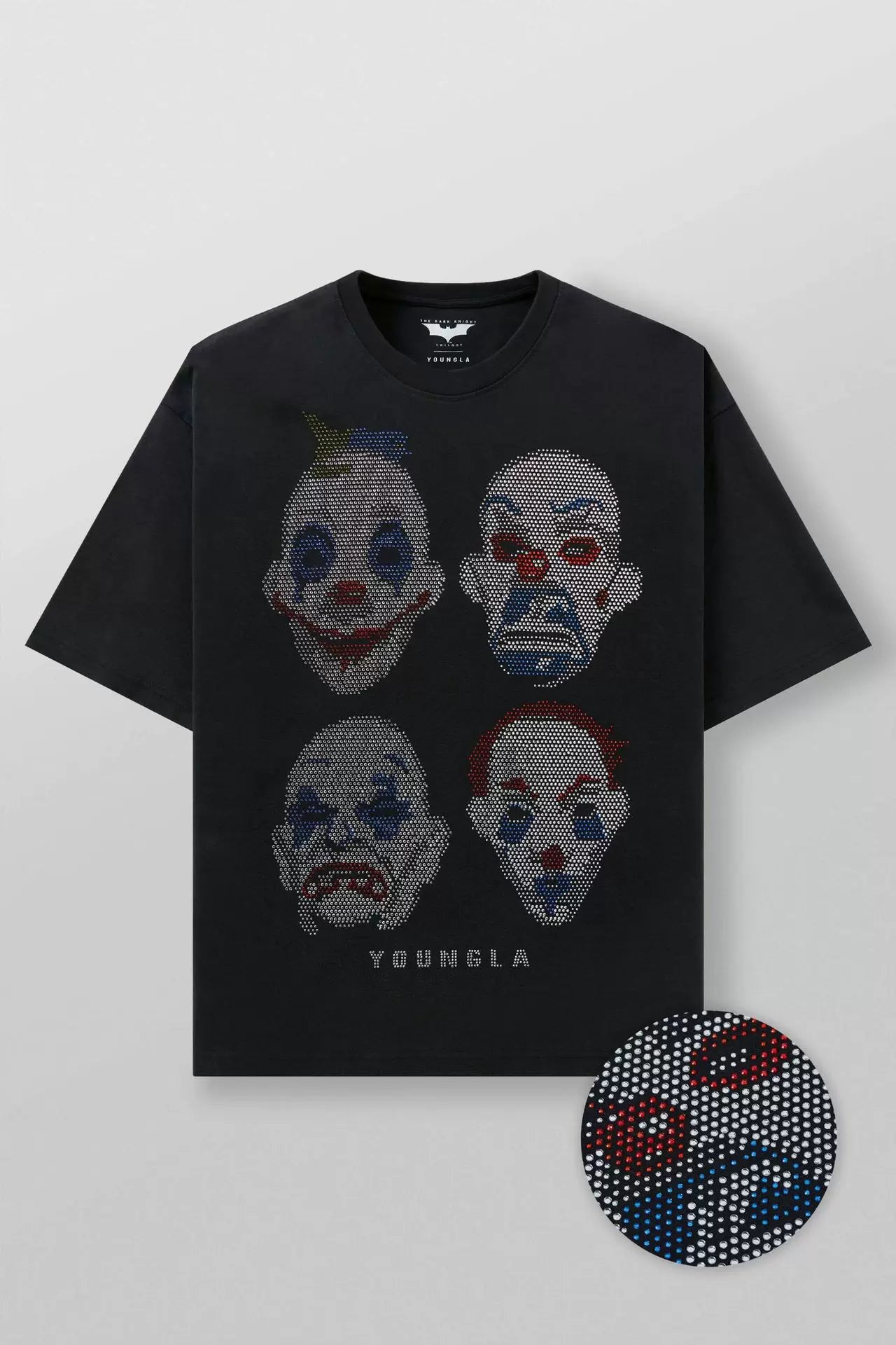 YOUNG LA Sports Short sleeved Men's T-shirt American Trendy Brand Loose Middle Sleeve Five inch Sleeve Hot Diamond Heavy Weight Fitness Large Size