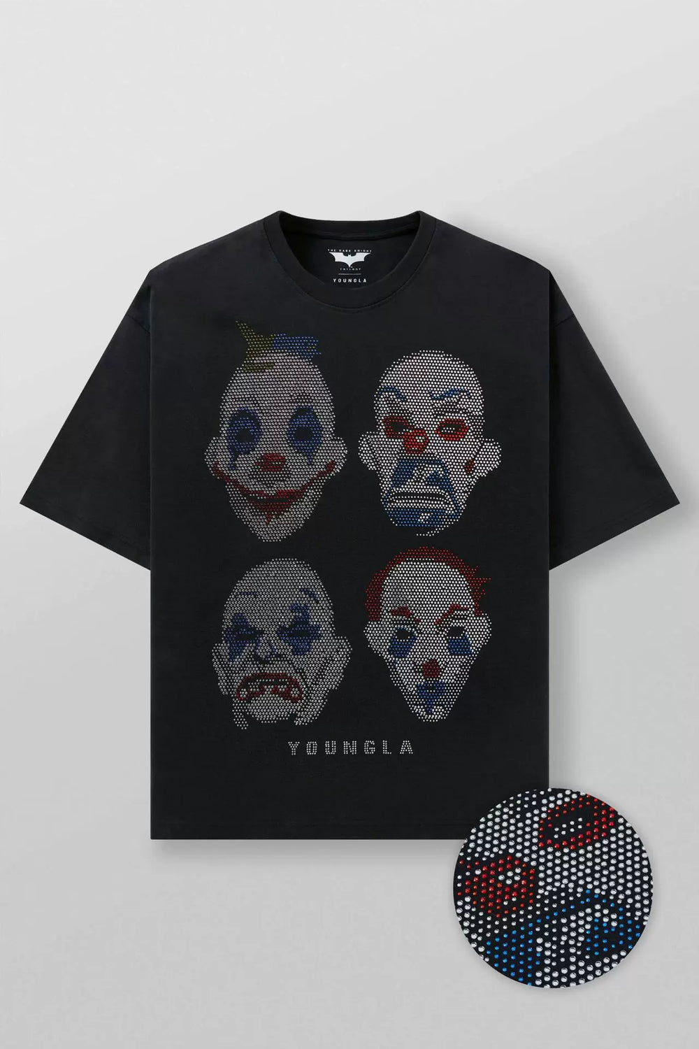 YOUNG LA Sports Short sleeved Men's T-shirt American Trendy Brand Loose Middle Sleeve Five inch Sleeve Hot Diamond Heavy Weight Fitness Large Size