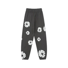Denim Tears Cotton Wreath Graphic Sweatpants - Charcoal Grey / Relaxed Streetwear Fit
