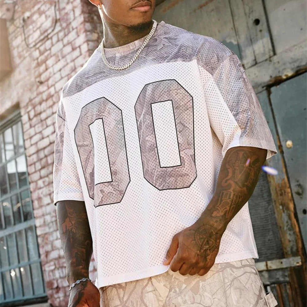 YOUNG LA Sports Men's Short sleeved T-shirt Loose American Breathable Quick drying Elastic Fitness Trendy Brand Large Size Mesh New Style