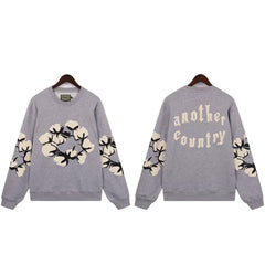 "Denim Tears" Another Country Cotton Wreath Oversized Grey Sweatshirt