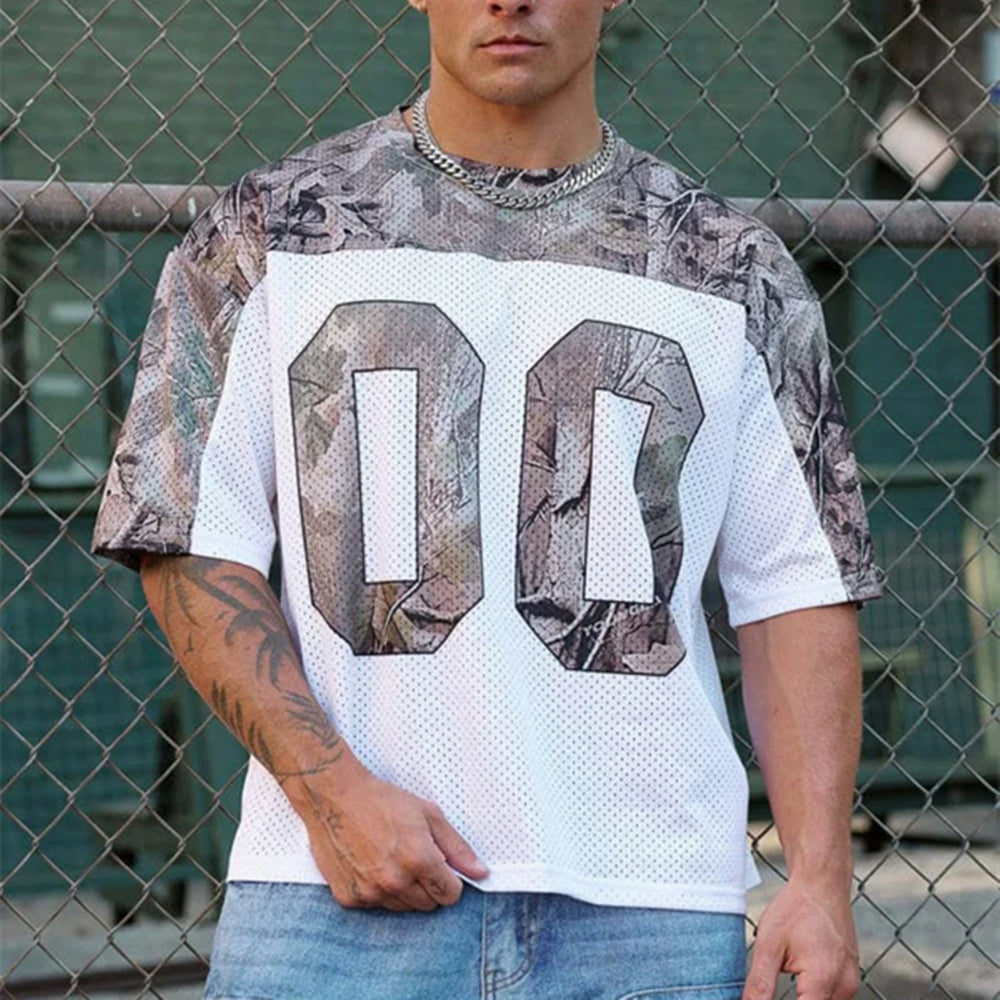 YOUNG LA Sports Men's Short sleeved T-shirt Loose American Breathable Quick drying Elastic Fitness Trendy Brand Large Size Mesh New Style