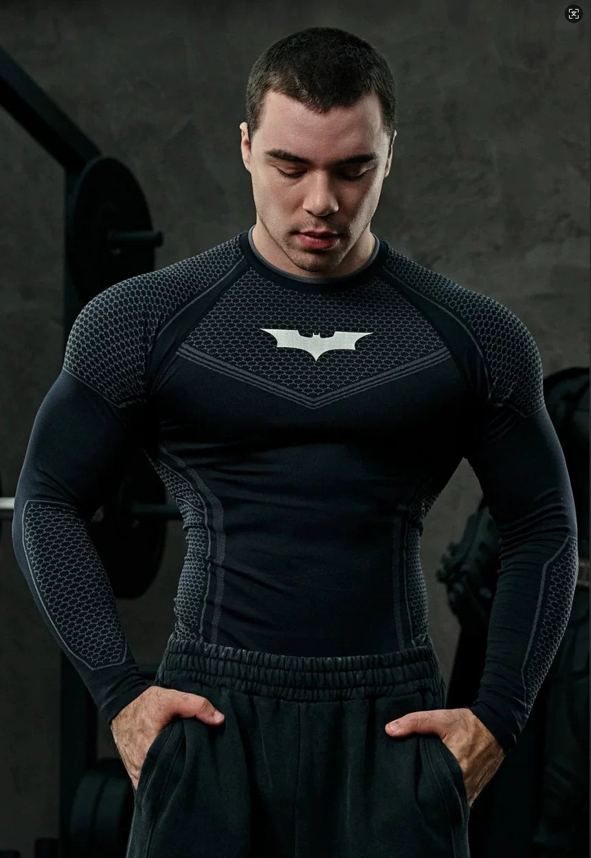 YOUNG LA Sports Long Sleeve Men's T-shirt American Trendy Brand Fitness Muscle Beating Iron Dog Exercise Breathable Elastic Quick Drying