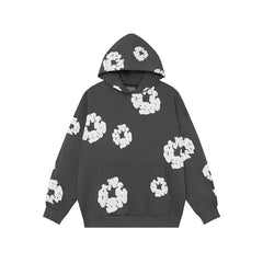 Denim Tears Cotton Wreath Graphic Hoodie - Charcoal Grey / Relaxed Streetwear Fit