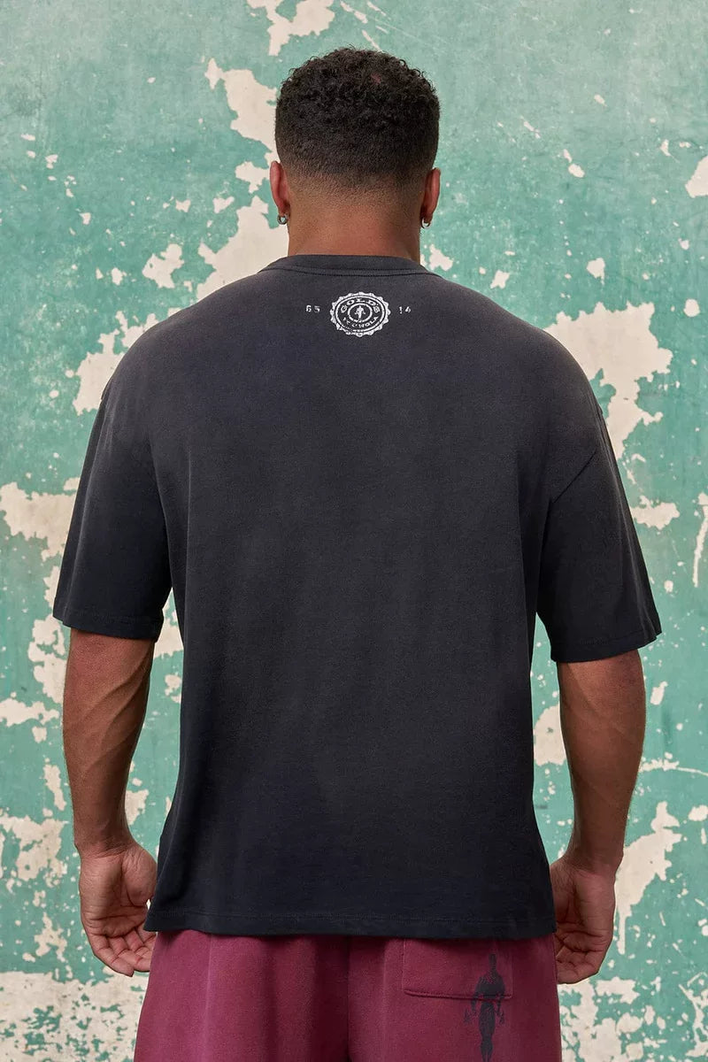 YOUNG LA Sports Short sleeved Men's T-shirt American Trendy Brand Fitness Muscle Roll Iron Dog Breathable Heavy Cotton Loose Clothes