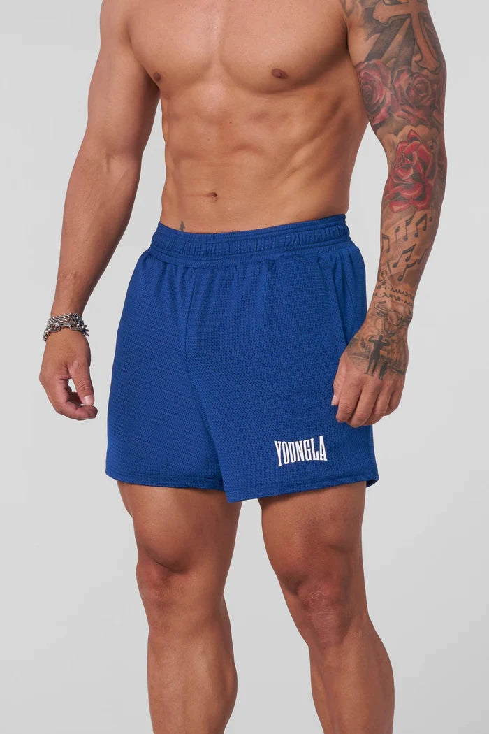 YOUNG LA Muscle Fitness Running Breathable Shorts Casual Mesh Letter Printed Basketball Training Pants