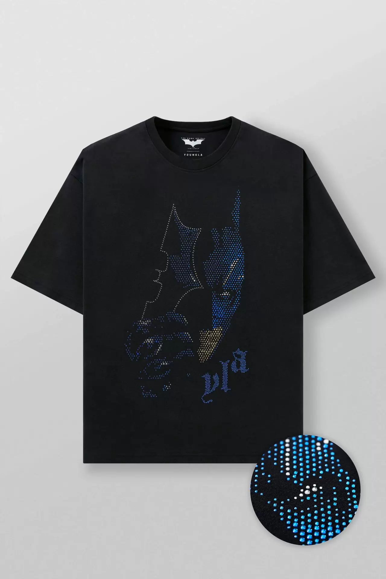 YOUNG LA Sports Short sleeved Men's T-shirt American Trendy Brand Loose Middle Sleeve Five inch Sleeve Hot Diamond Heavy Weight Fitness Large Size
