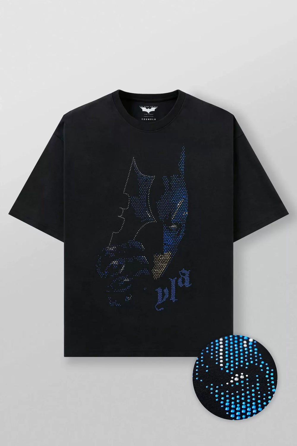 YOUNG LA Sports Short sleeved Men's T-shirt American Trendy Brand Loose Middle Sleeve Five inch Sleeve Hot Diamond Heavy Weight Fitness Large Size