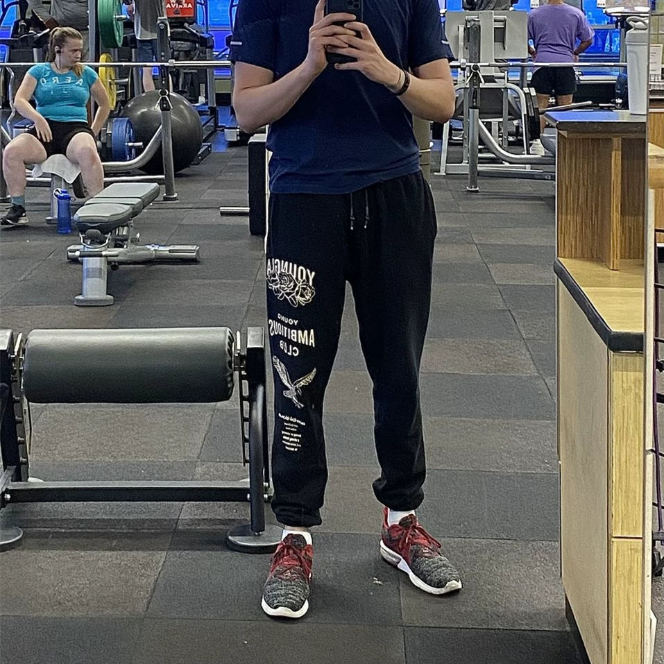 YOONGLA sports pants men's casual thick cotton pants American fashion brand fitness muscle massage iron dog closure foot binding spring and autumn