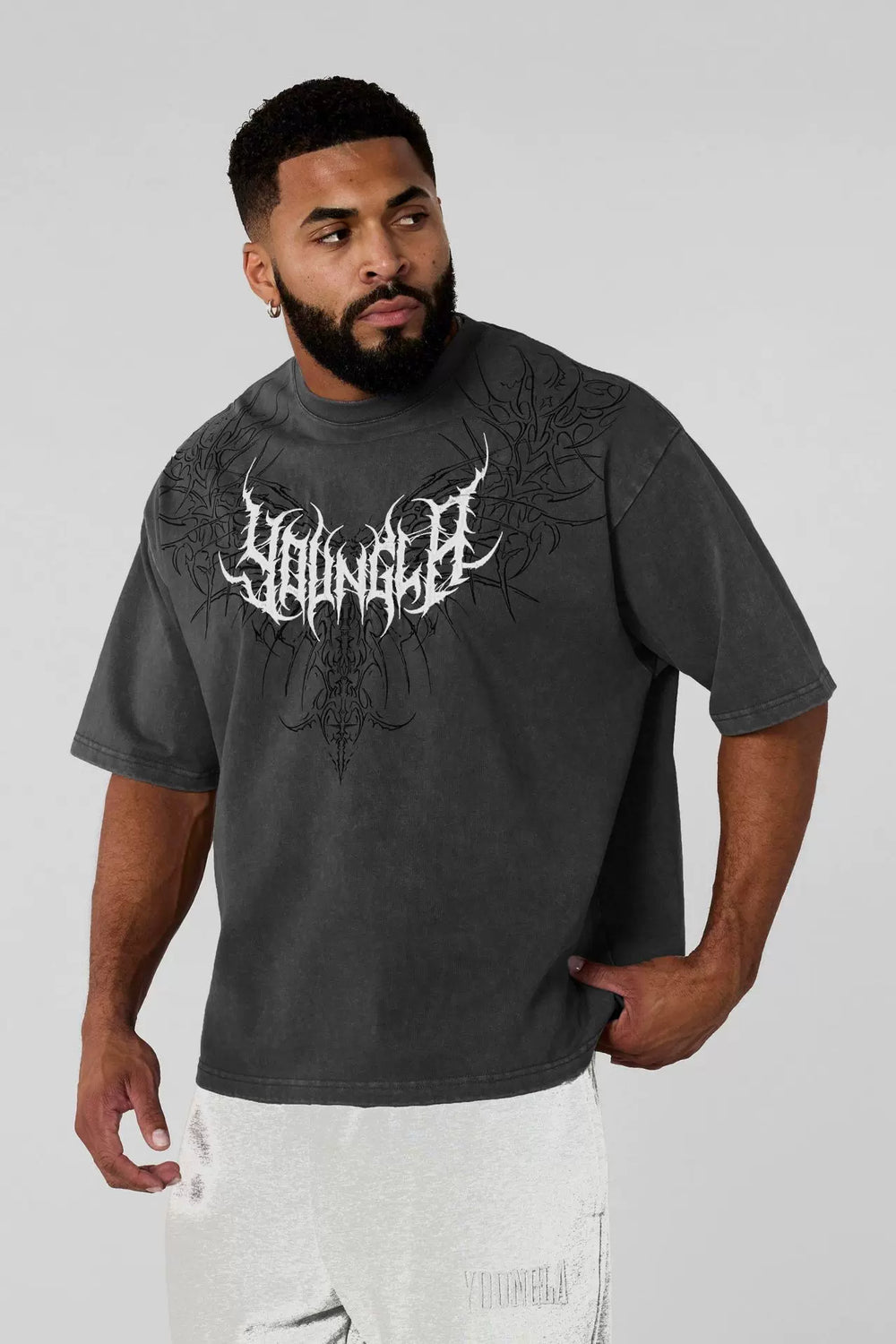 YOUNG LA Sports Short sleeved Men's T-shirt Loose American Trendy Brand Fitness Training Heavy Cotton Casual Half Sleeve
