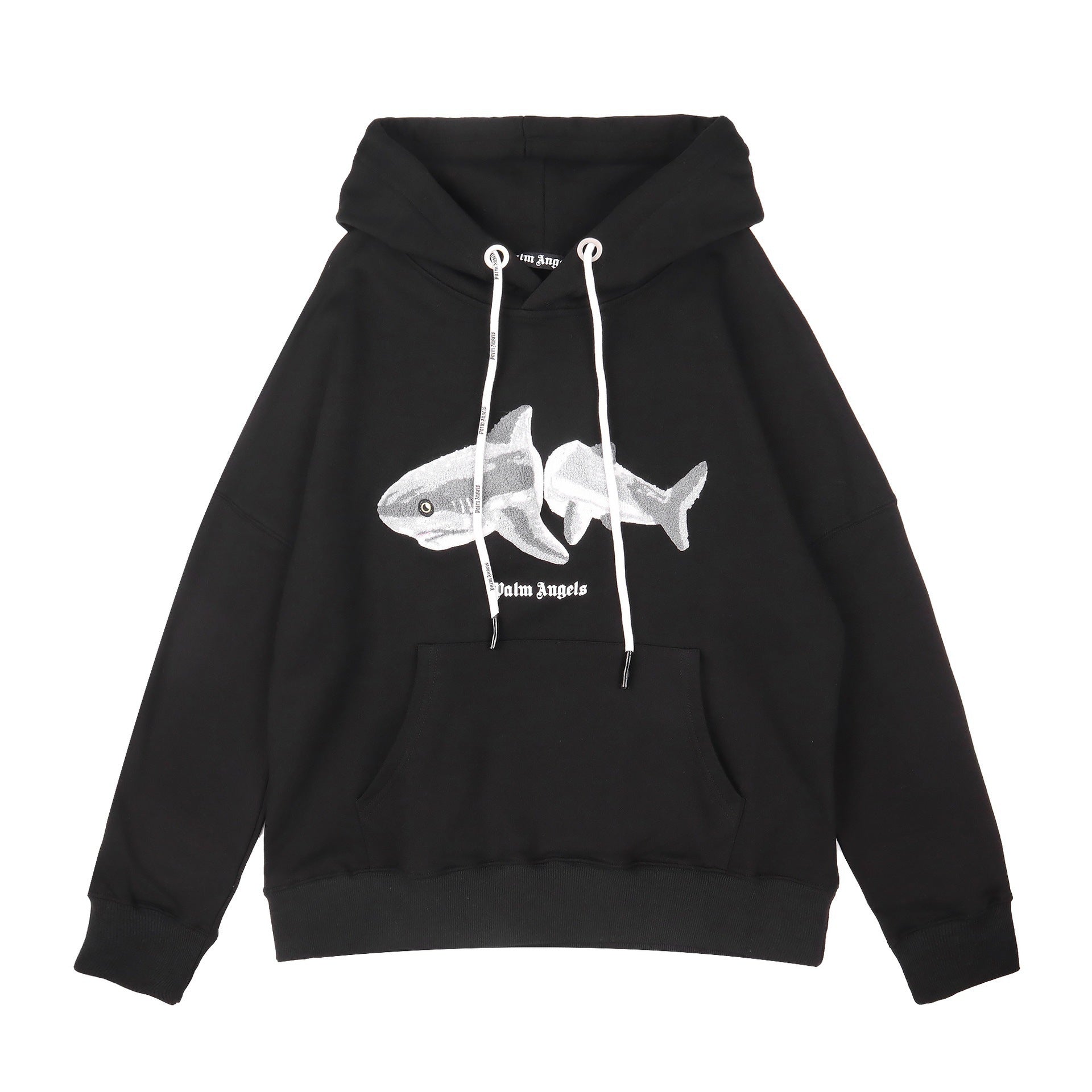 Palm Angels Split Shark Graphic Hoodie - Black