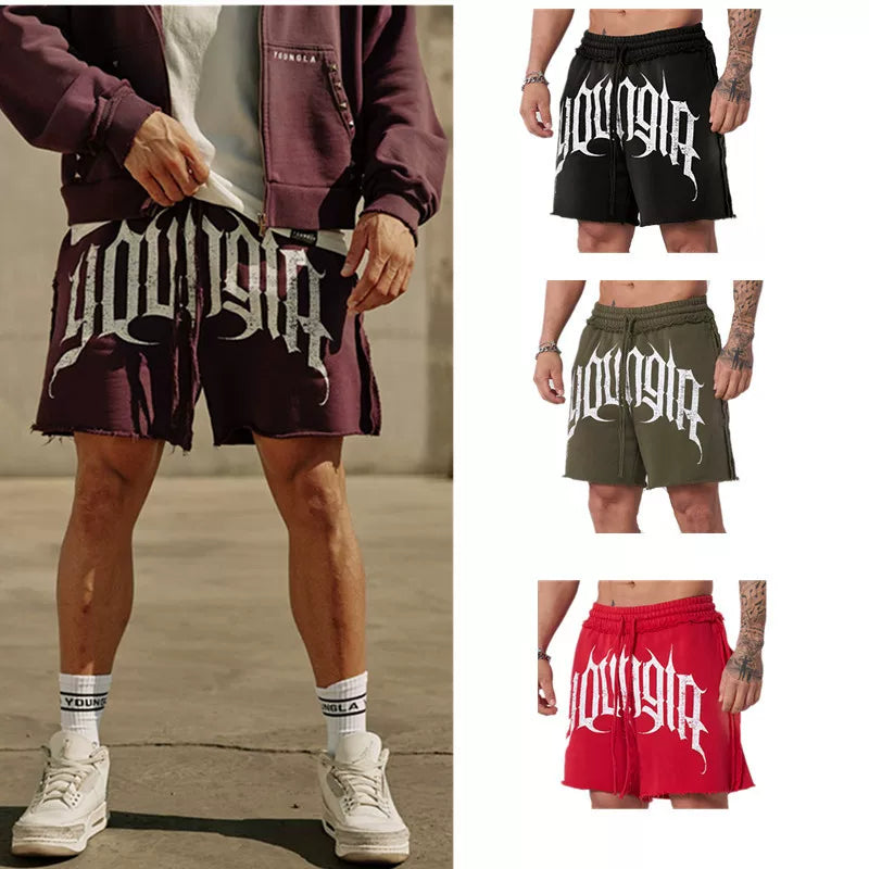 YOUANGLA's new American fitness shorts for running and training, summer leisure, looped five quarter cotton shorts