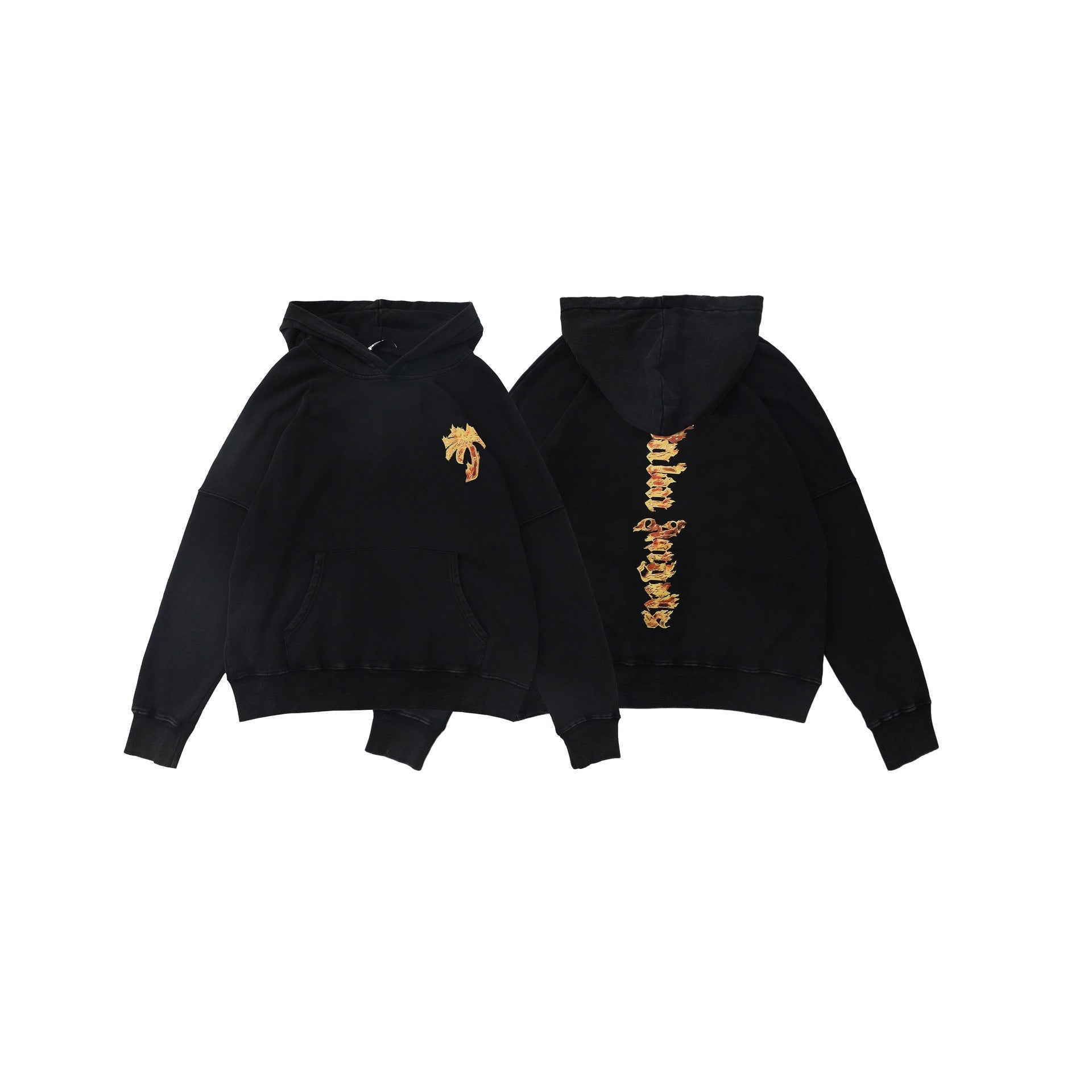 Palm Angels Burning Palm Tree & Flame Logo Hoodie - Black