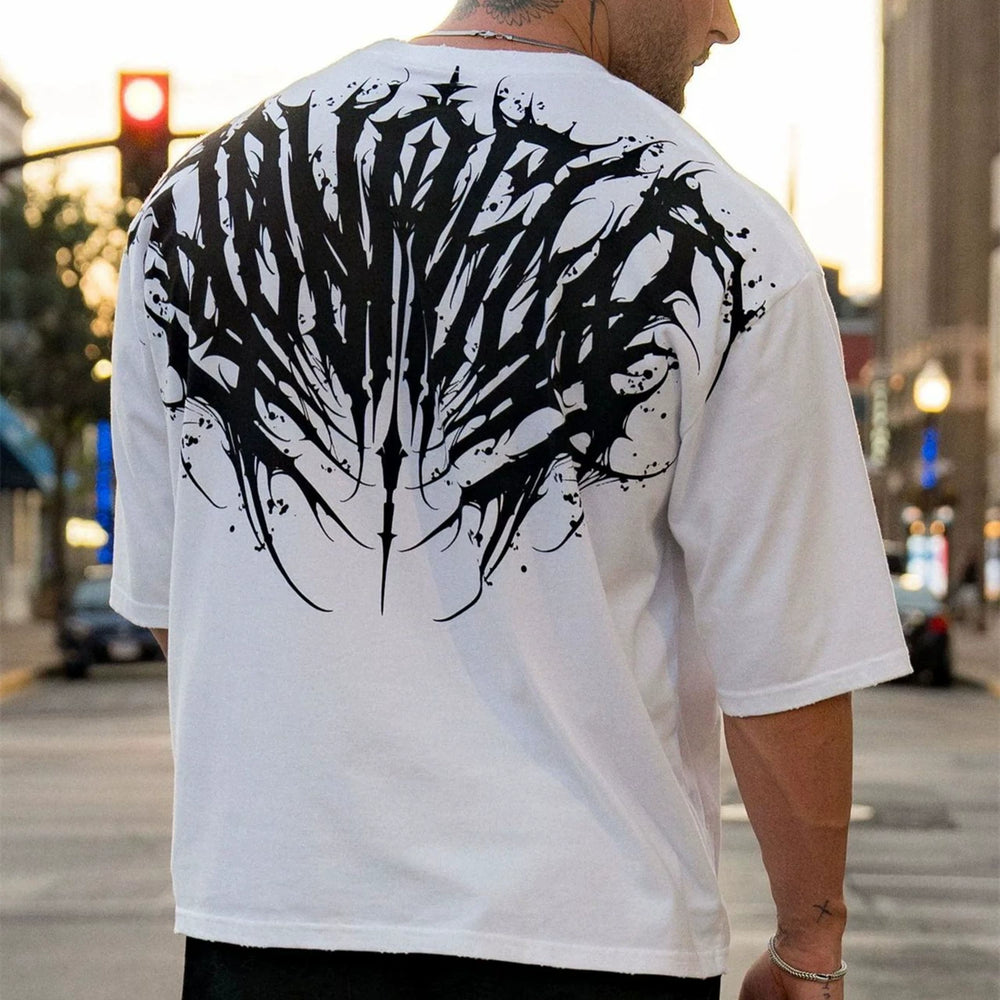 YOUNG LA Sports Short sleeved Men's T-shirt Loose Heavy Cotton American Trendy Brand Fitness Breathable Printed Summer Large