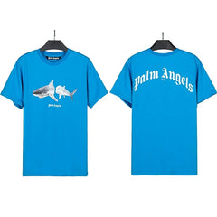 Palm Angels Double Shark Graphic T-Shirt - Blue