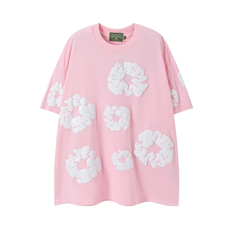 Denim Tears Cotton Wreath Graphic T-Shirt - Pink / Oversized US Streetwear