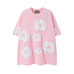 Denim Tears Cotton Wreath Graphic T-Shirt - Pink / Oversized US Streetwear