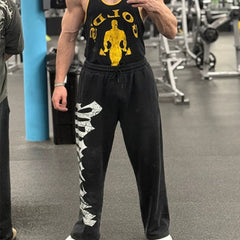 YOONGLA sports pants men's loose American fashion brand wide leg straight tube fitness muscle, iron dog versatile 2027