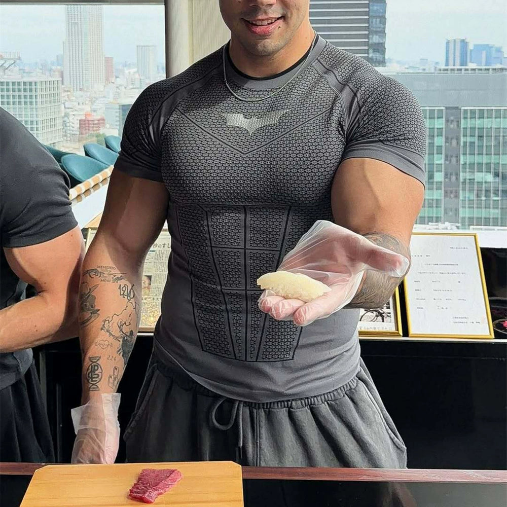 YONGLA sports short sleeved men's T-shirt fitness suit quick drying elastic running exercise American fashion brand muscle rolling iron dog