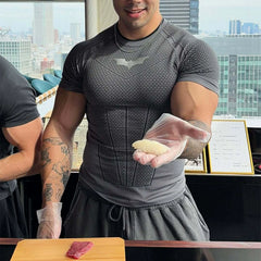 YONGLA sports short sleeved men's T-shirt fitness suit quick drying elastic running exercise American fashion brand muscle rolling iron dog