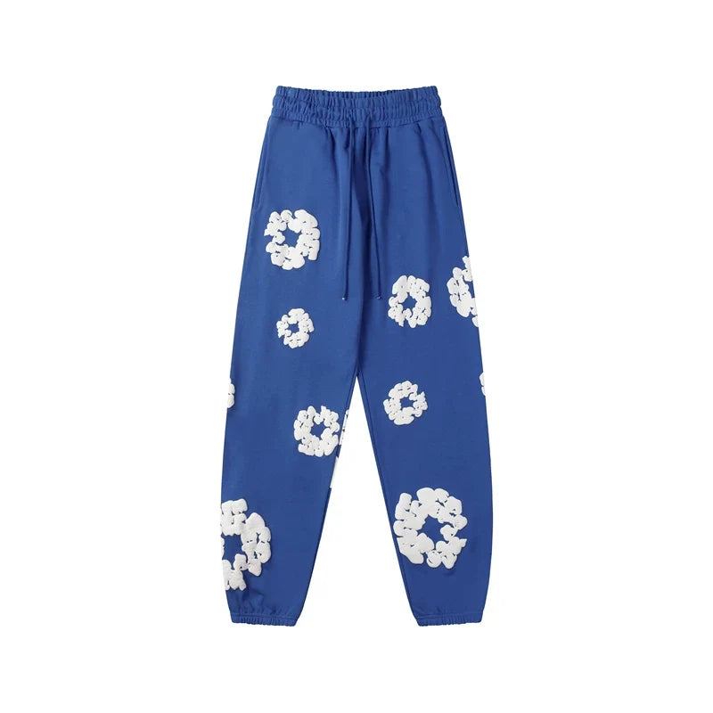 Denim Tears Cotton Wreath Graphic Sweatpants - Royal Blue / Relaxed Streetwear Fit