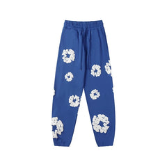 Denim Tears Cotton Wreath Graphic Sweatpants - Royal Blue / Relaxed Streetwear Fit