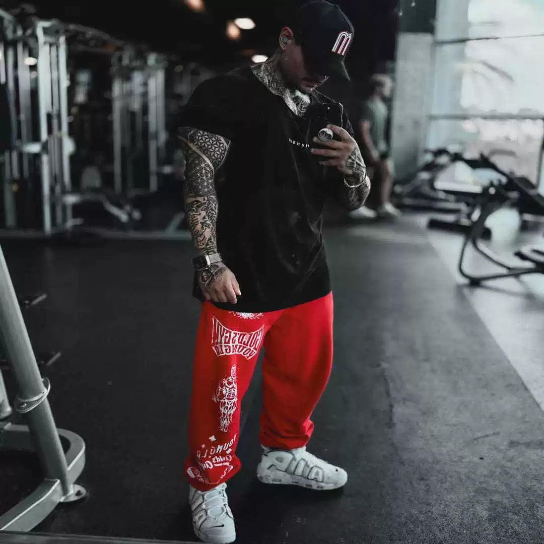 YOONGLA sports pants men's American fashion brand fitness loose training new collection of sweatpants heavyweight looped cotton