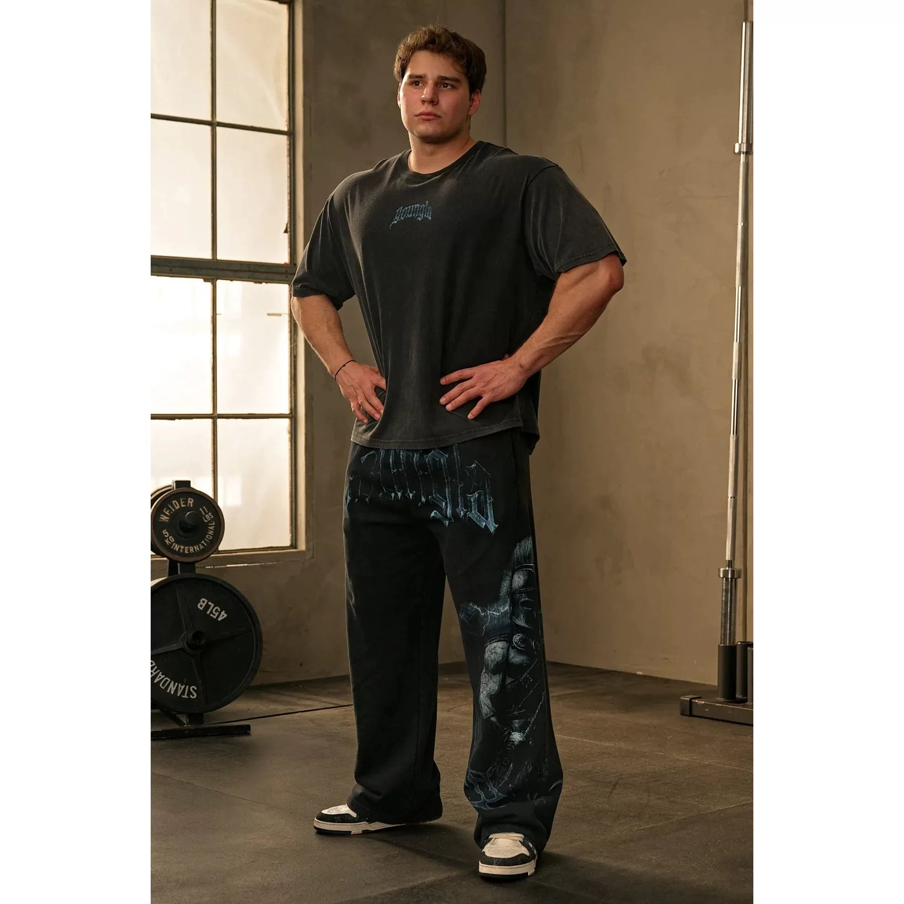 YOUNG LA sports pants men's pants fitness loose American fashion brand fitness breathable squat training muscle size