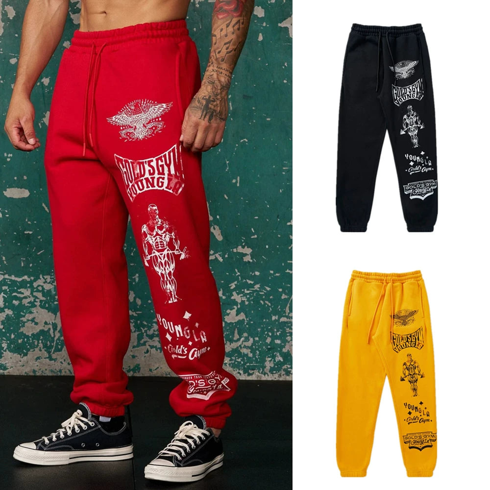 YOONGLA sports pants men's American fashion brand fitness loose training new collection of sweatpants heavyweight looped cotton
