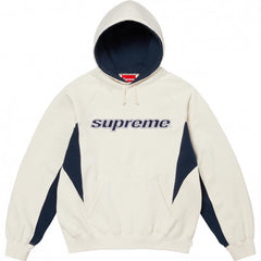 Supreme Curved Logo Hooded Sweatshirt - Off-White / Navy