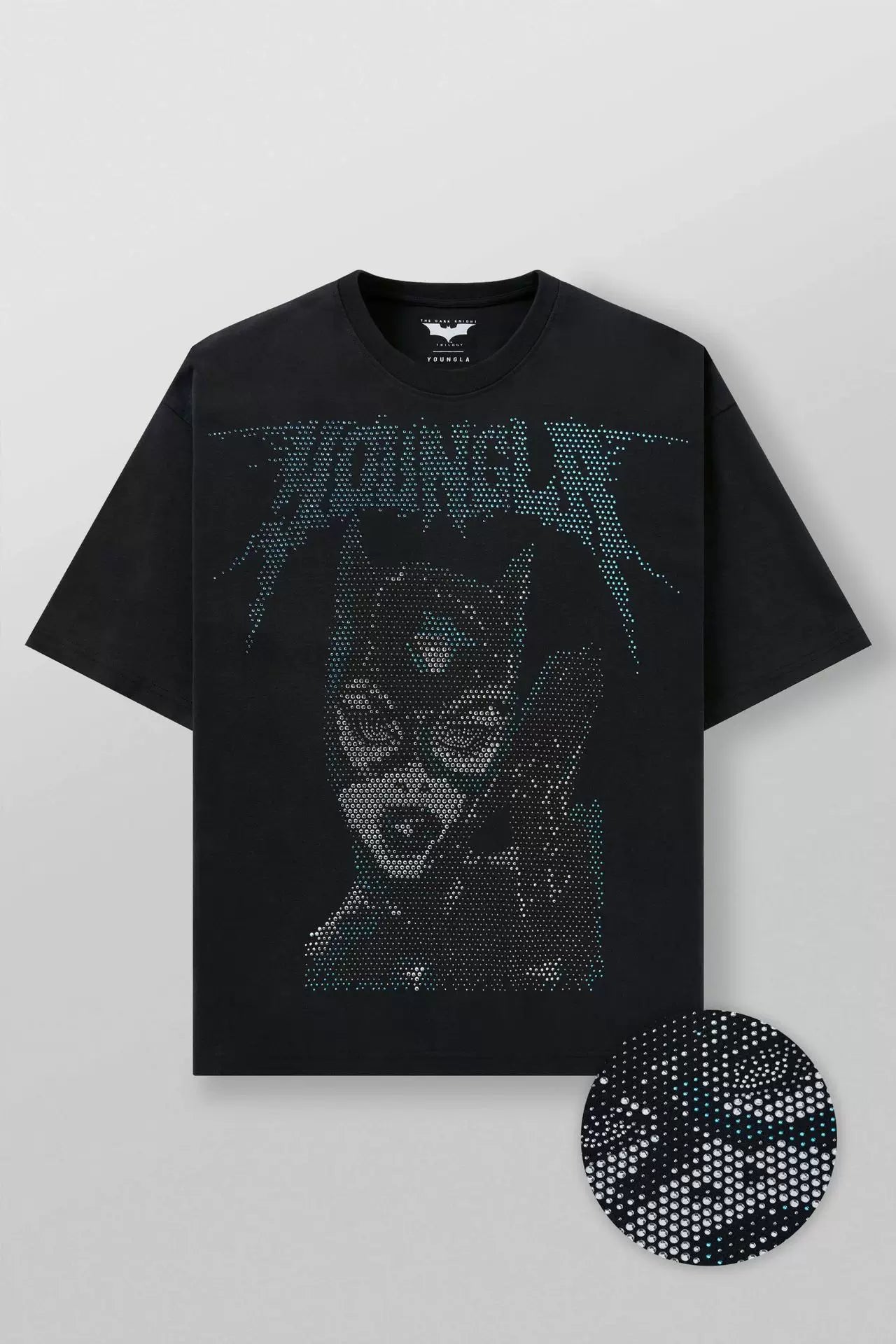 YOUNG LA Sports Short sleeved Men's T-shirt American Trendy Brand Loose Middle Sleeve Five inch Sleeve Hot Diamond Heavy Weight Fitness Large Size