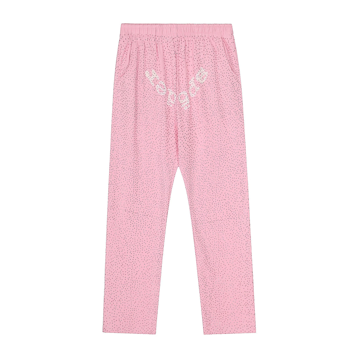Sp5der Rhinestone Letter Graphic Pink Casual Sweatpants