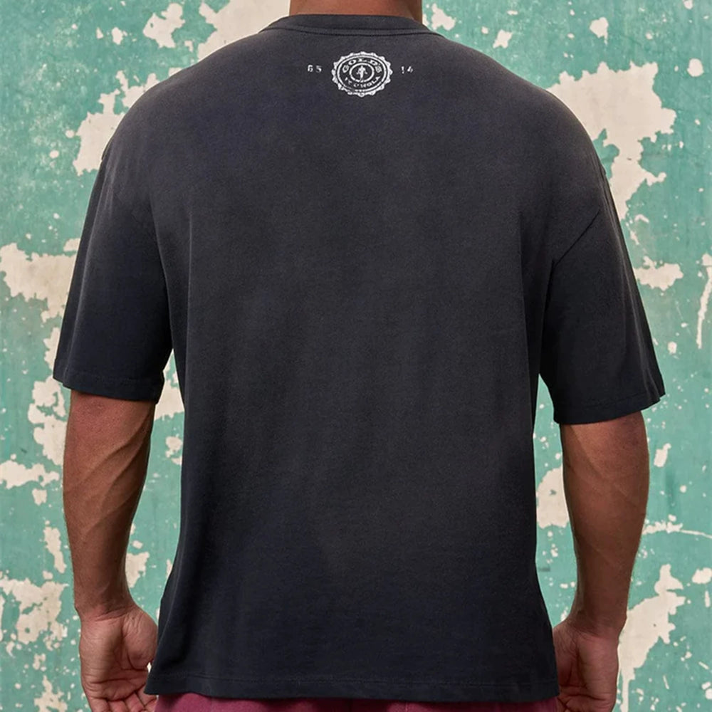 YOUNG LA Sports Short sleeved Men's T-shirt American Trendy Brand Fitness Muscle Roll Iron Dog Breathable Heavy Cotton Loose Clothes