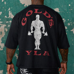 YOUNG LA Sports Short Sleeve Men's T-shirt American Trendy Brand Fitness Training Running Loose Heavy Cotton Half Sleeve Five Sleeve