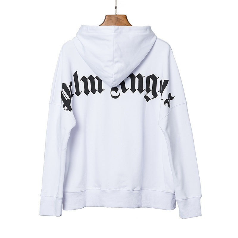 Palm Angels Curved Logo Back Shoulder Hoodie - White/Black
