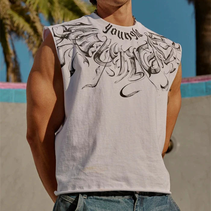 YONGLA Digital Direct Spray Printed Sports Sleeveless Shoulder Wide Shoulder Men's Tank Top American Trendy Brand Fitness Muscle Clothes