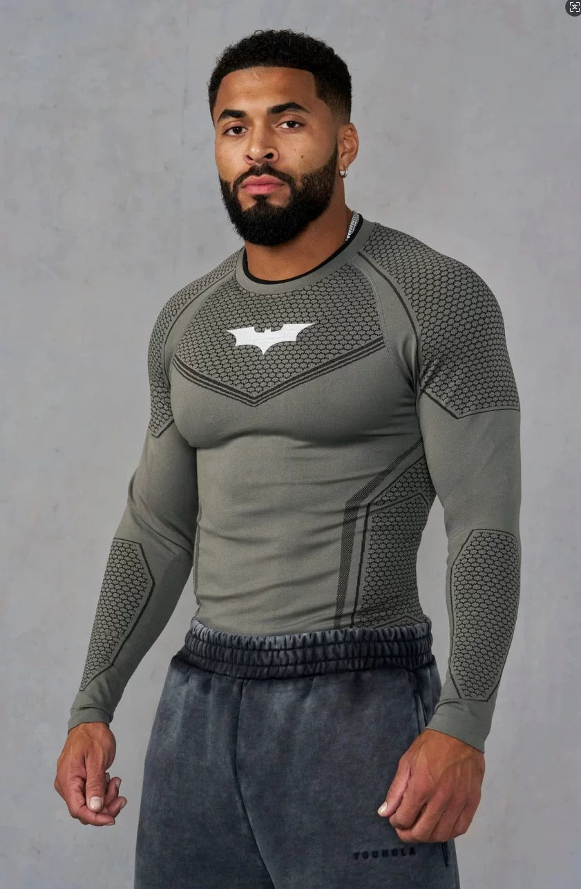 YOUNG LA Sports Long Sleeve Men's T-shirt American Trendy Brand Fitness Muscle Beating Iron Dog Exercise Breathable Elastic Quick Drying