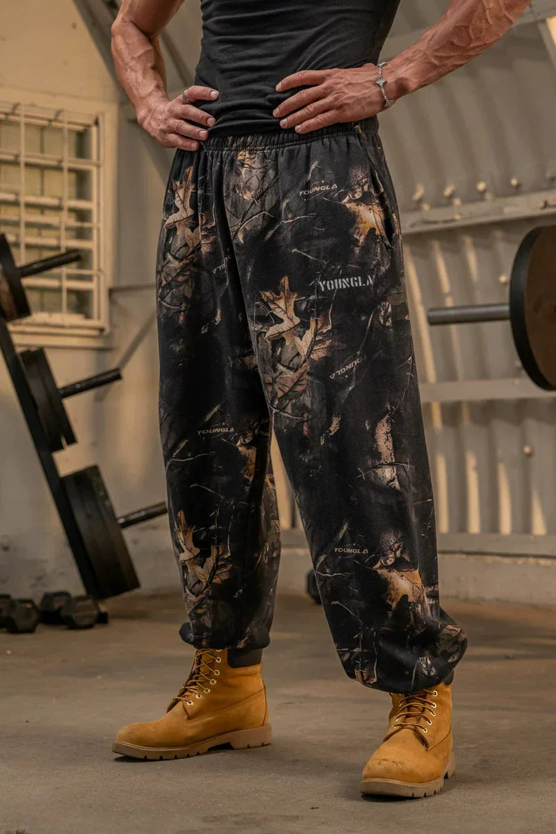 YOUNG LA sports pants for men's fitness running training, breathable, elastic, loose, quick drying camouflage, American fashion brand