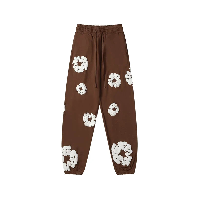 Denim Tears Cotton Wreath Graphic Sweatpants - Brown / Relaxed Streetwear Fit